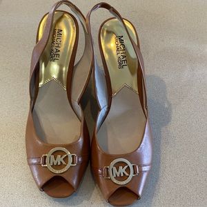 Like new Michael Kors leather wedge heels